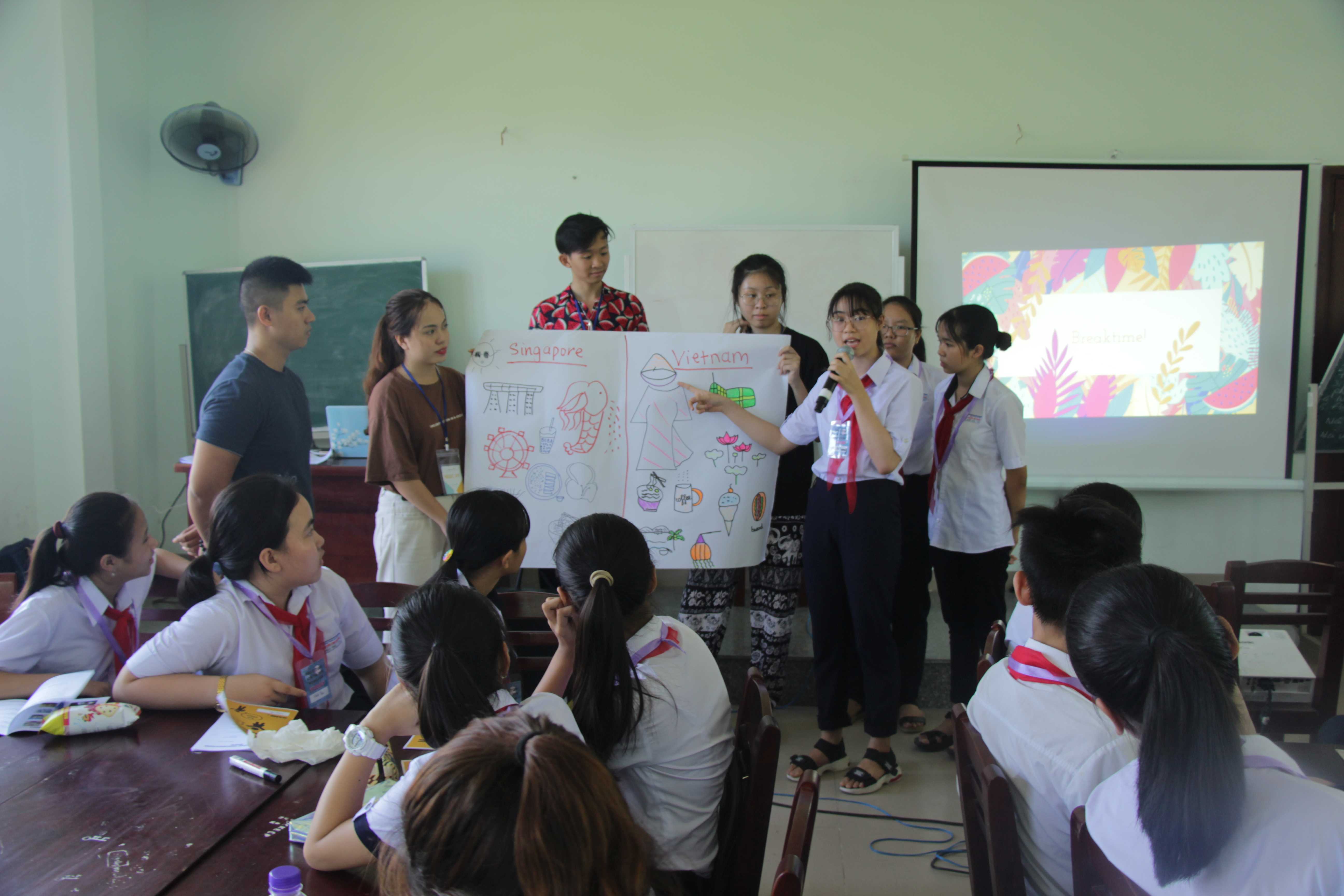 Students from the Basic Workshop confidently sharing their ideas in English.