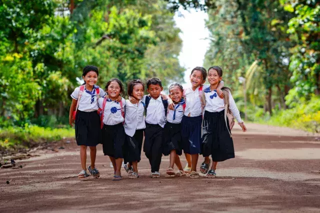 Children walking to school