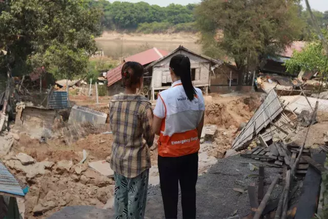 World Vision Staff Assessing Earthquake damage