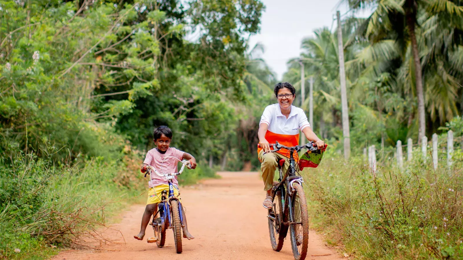 Child and staff cycling
