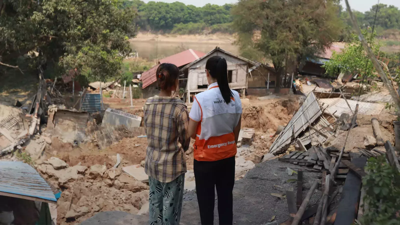 World Vision Staff Assessing Earthquake damage